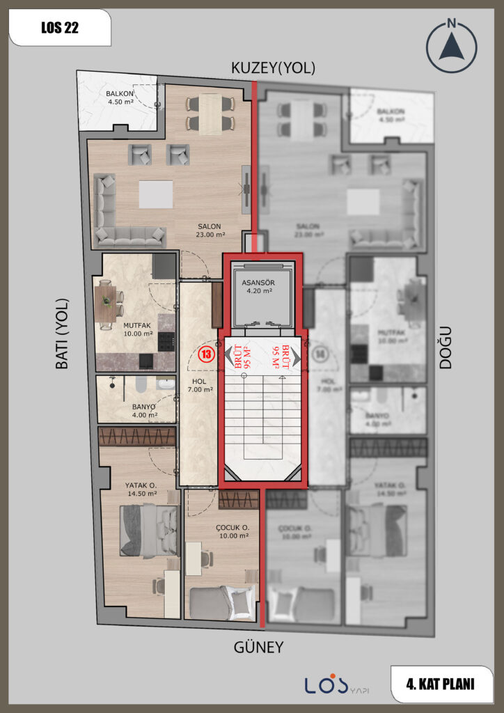 los22 - 7)4 KAT PLANI(2+1LER)